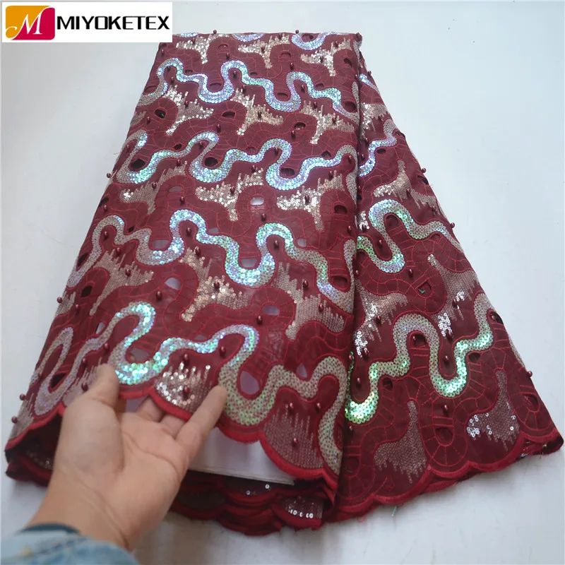 

Latest Fashion Organza Lace Fabric With Sequins High Quality African Lace Fabric Beaded Sequence Lace Fabric For Party PSA629-2