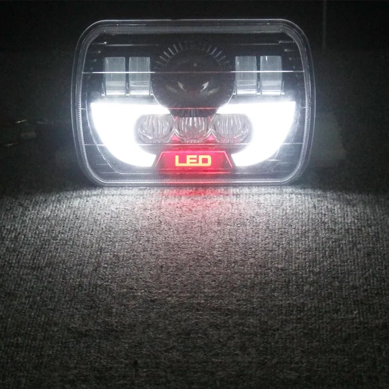 

Pair 7X6 inch LED Headlights H4 Light For Jeep Wrangler YJ Cherokee Comanche 5x7" Led Square Headlights With DRL