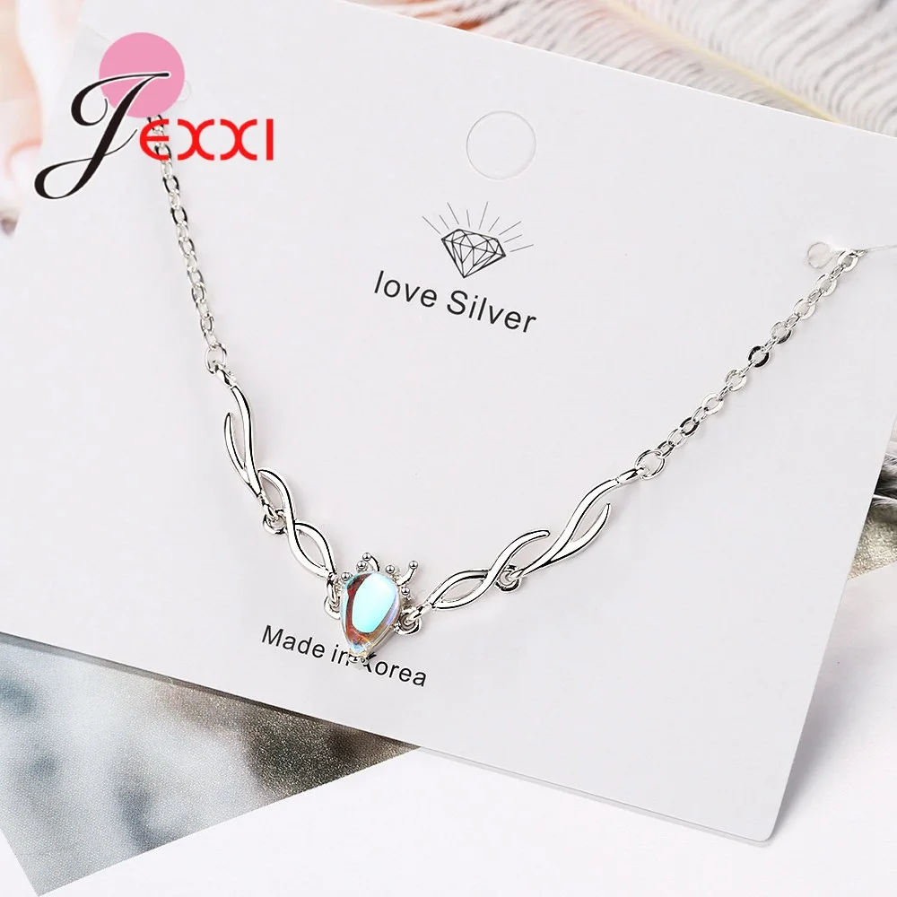 

New Arrivals Korean Hot Fashion Bracelets for Women Girls Gifts 925 Sterling Silver Needle Moonstone Waterdrop Jewelry Wristband