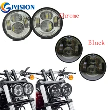 2PCS Motorcycle headlight 4.65” led Front fog lamp headlamps 5 INCH Fat Bob lights for Harley Fat Bob FXDF