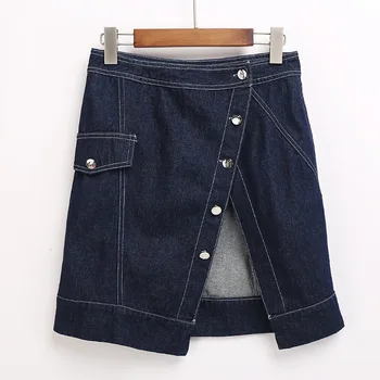 

lady women clothes female clothing Button DEMIN skirt