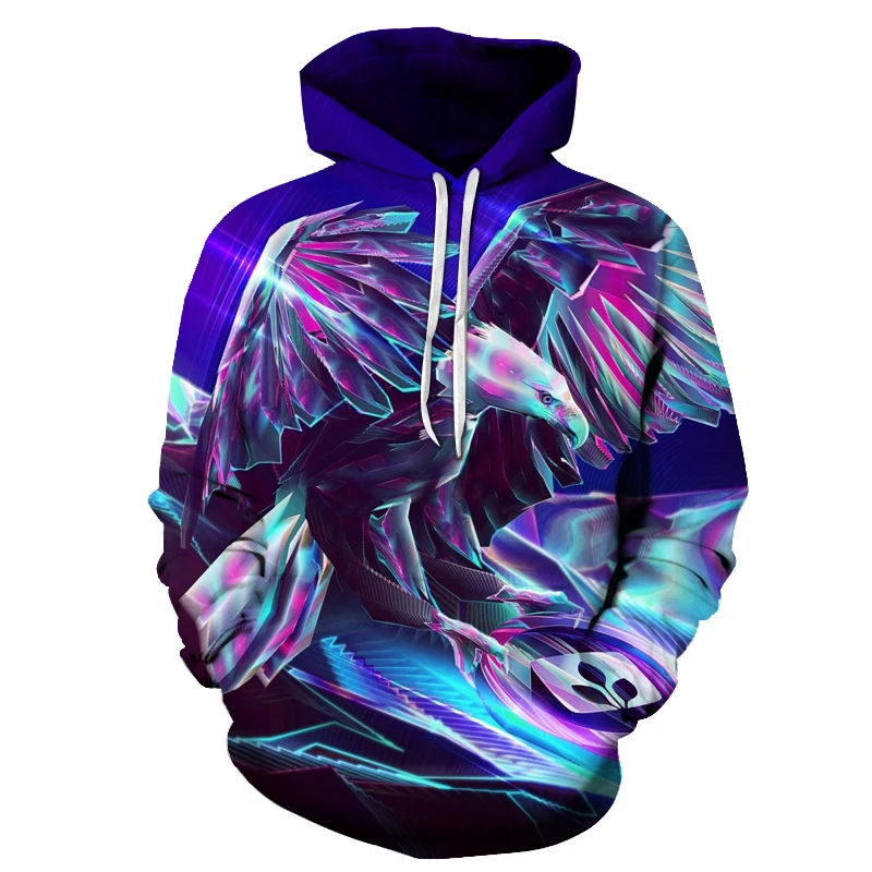 2017 European and American cool eagle 3D brand hoodie, animal print