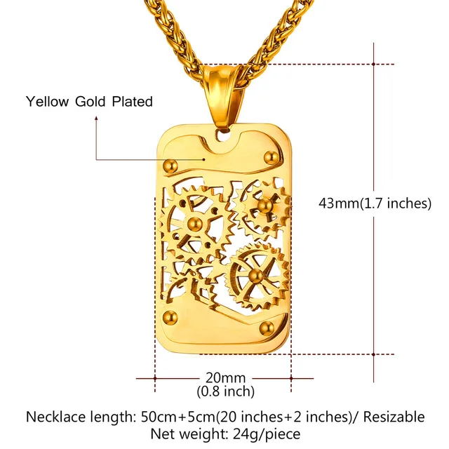 Starlord Mechanical Gear Rivet Pendant Necklace Steampunk Industry Charm Fashion Rope Chain For Men Hip Hop Jewelry Gift GP2358