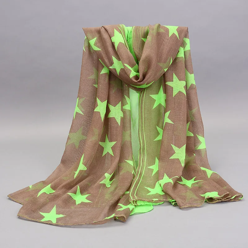 Star Print Voile Female Scarves Shawl Wrap Long Brand 