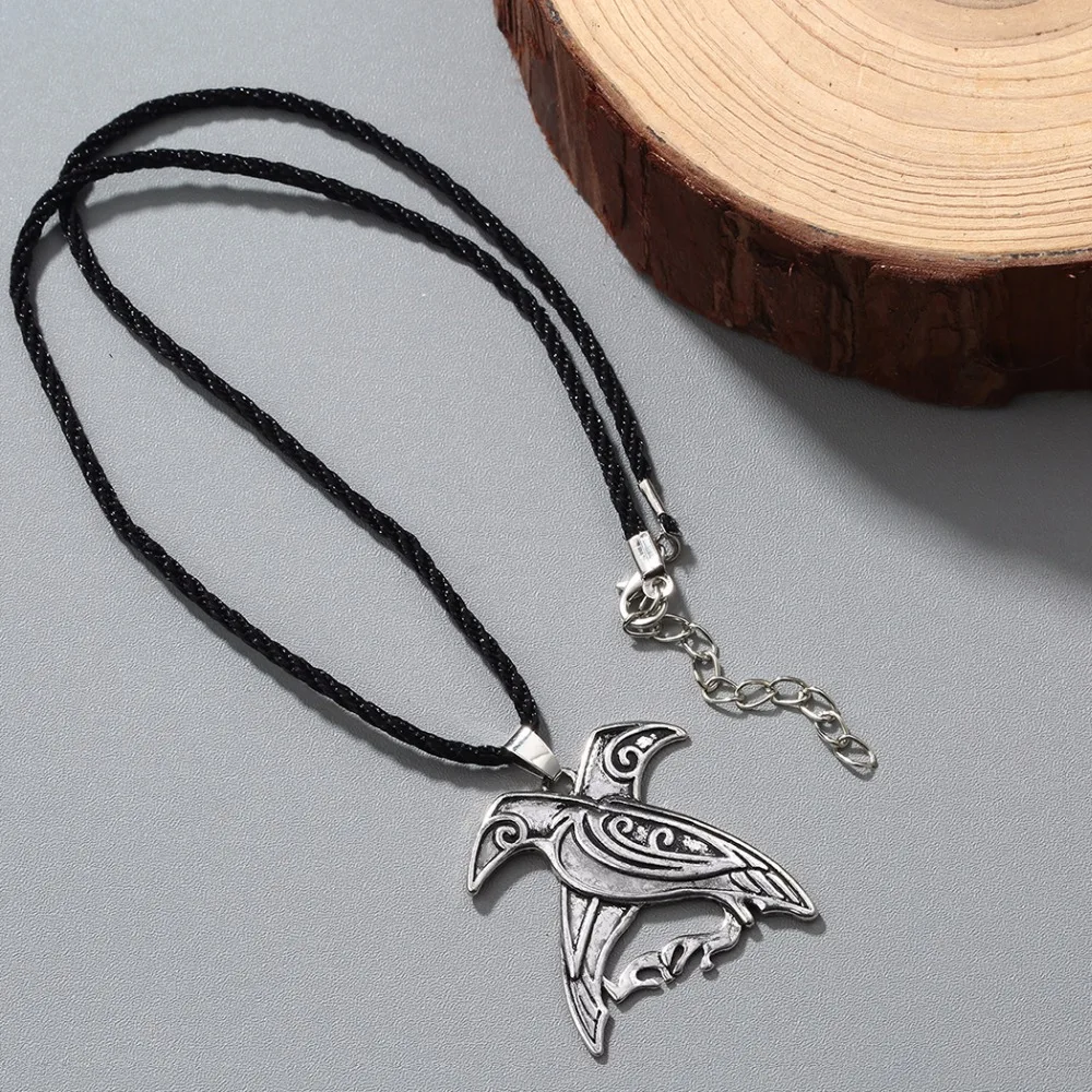 Gift for Him Sterling Silver Stainless Steel Minimalist Jewelry Viking Jewelry Statement Jewelry Norse Raven Norse Talisman Necklace