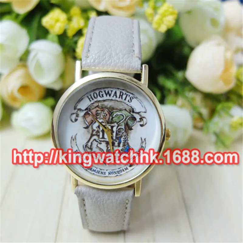 

100pcs/lot, New Arrival Leather Strap Watch HOGWARTS Magic School Watches Women Quartz Watch Relogio