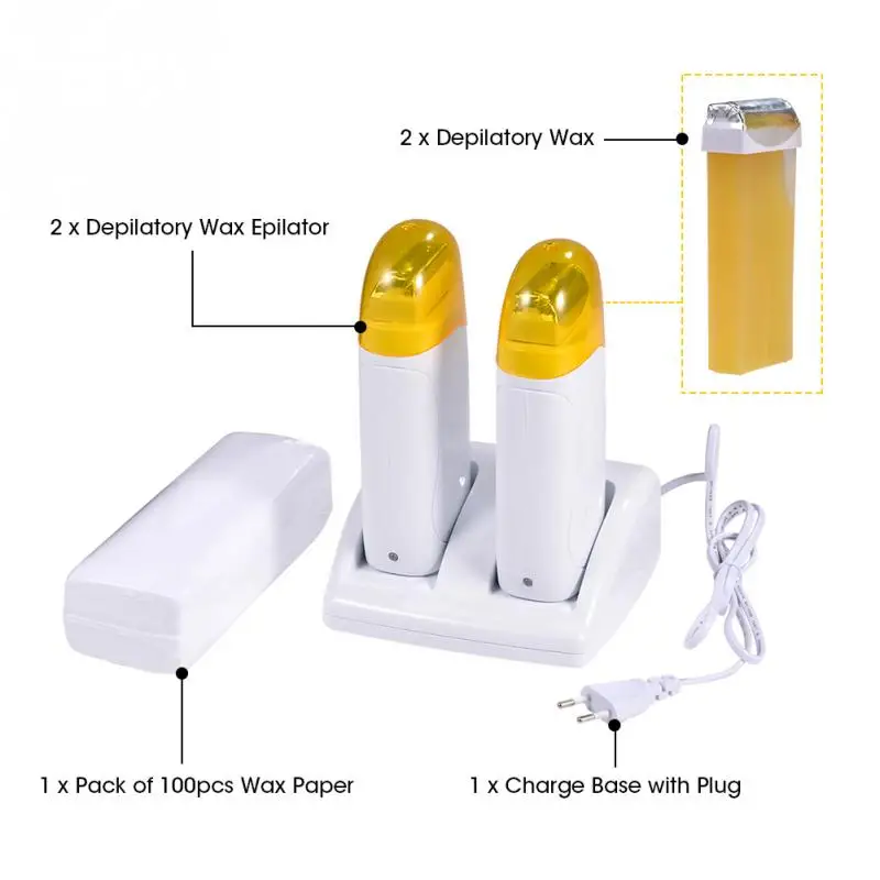 

Mini Depilatory Roll Hot Wax Heater Men&Women Body Hair Removal + Wax Cartridge + Wax Paper
