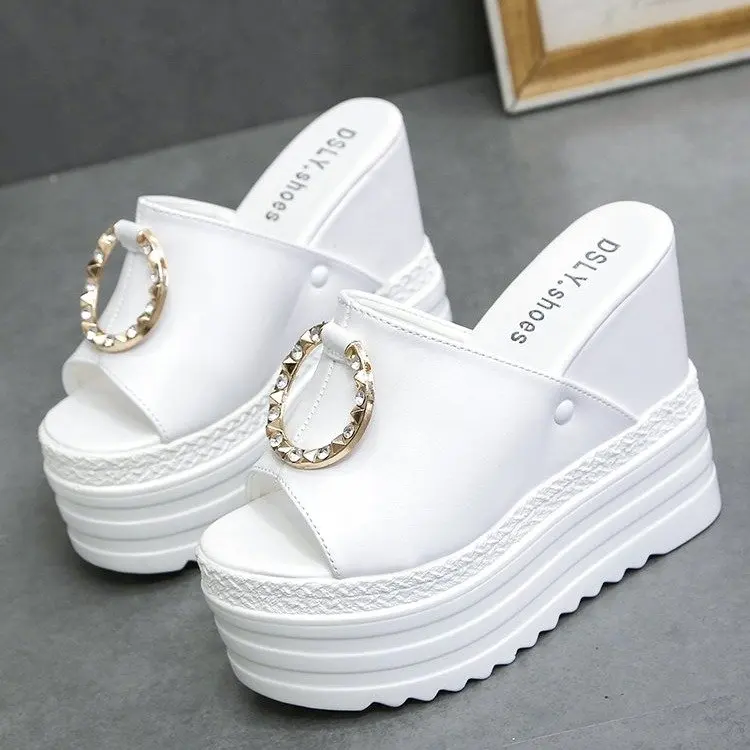 

Summer Womens Outside Rubber Slides Ladies Slippers Designer Mules Shoes Women High Heels Platform Slippers Wedges Shoes Female