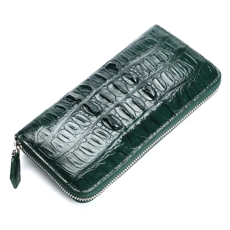 

Zipper Closure Exotic Genuine Crocodile Leather Woman Large Card Purse Real Alligator Skin Female Coin Pocket Lady Clutch Wallet