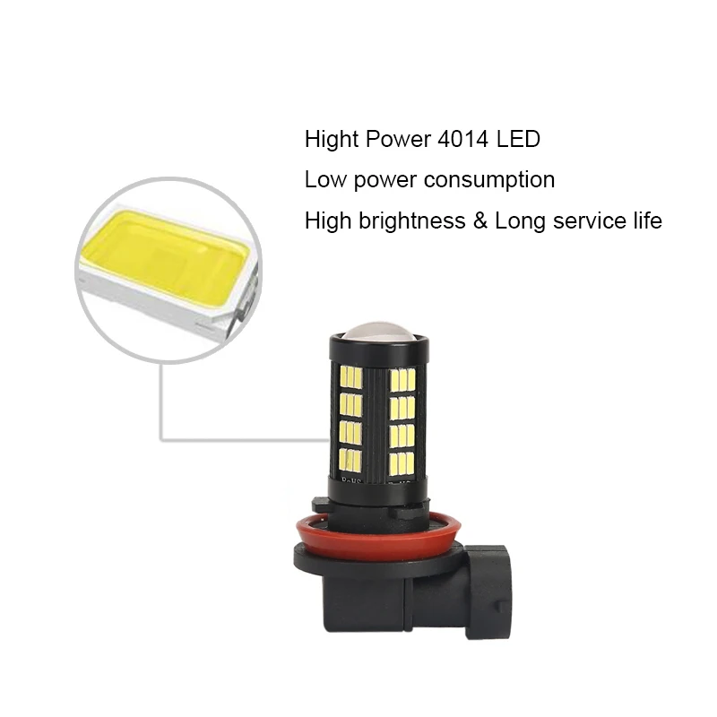 BOAOSI 2 шт. H8 H11 9006 HB4 светодио дный лампы высокой Мощность 66-SMD светодио дный Запуск противотуманных фар 12 В 24 В белый 6000 К