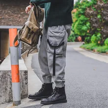 MIXCUBIC весна корейский стиль моющиеся Свободные Комбинезоны луч брюки мужские повседневные свободные мульти-карманный луч брюки карго для мужчин, s-xxl