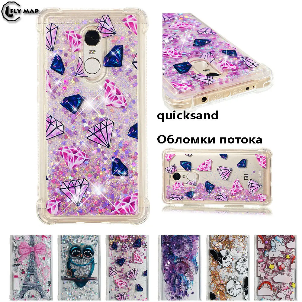 

Unicorn Owl Cover For Xiaomi Redmi Note 4 4X X X4 Dynamic Liquid Debris Quicksand Soft Back Case For Xiao Red mi NOTE4 Shell Bag