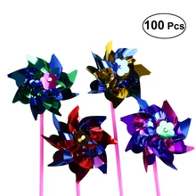 100 шт случайный цвет DIY игрушка Радужный Pinwheel вечерние Pinwheels для детей карнавал вечерние игрушки в виде ветряной мельницы