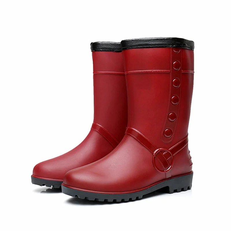 

LAKESHI Fashion Rain Boots Womens Non-slip Plush Keep Warm Snow Boots For Womens Water Shoes New Long Boots Women Shoes