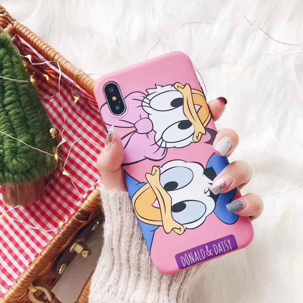 

Cutie Cartoon Mickey Minnie Daisy IMD Phone Matte Soft TPU Back Cover Case For iPhoneXsmax 8plus 6s 7plus Skinny Shell Protector
