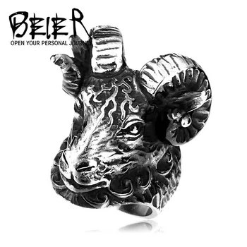 

Beier new store 316L Stainless Steel ring top quality Huge Tibetan Antelope Cool Animal Punk Heavy Metal Jewelry LLBR8-157R