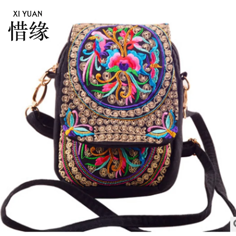 

XIYUAN BRAND Exquisite 2016 New Vintage Embroidery bag Ethnic Shoppers Bag Women's shoulder messenger bag Embroidered handbag
