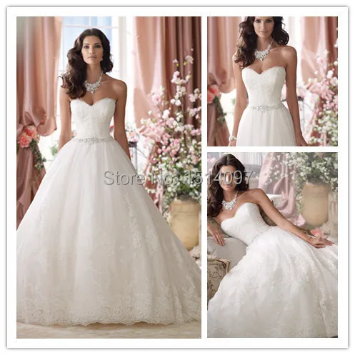 Luxury Sleeveless Women Wedding Dresses New Fashion 2014 Open Back Puffy Ball Gowns Lace | Свадьбы и торжества