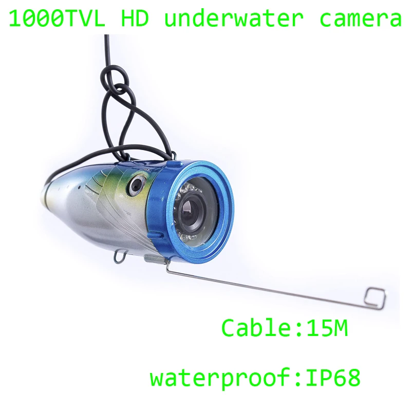 Поступление только 1000TVL 12 белая подводная видеокамера с кабелем 15 метров