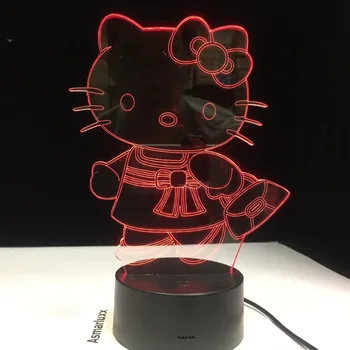 

Bag Kitty Cat 3D Table LED Lamp Switch or AA Battery USB Girl's gift Bedroom Night Light Multicolors Baby Girl Home Decor Gift
