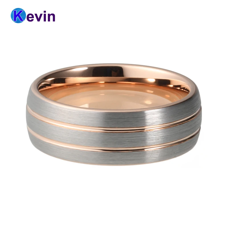 8 мм розовое золото обручальное кольцо для женщин и мужчин купол рифленая матовая отделка