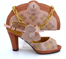 MM1008 High Quality Italian Matching Shoe And Bag Set With full Rhinestone For party dress African