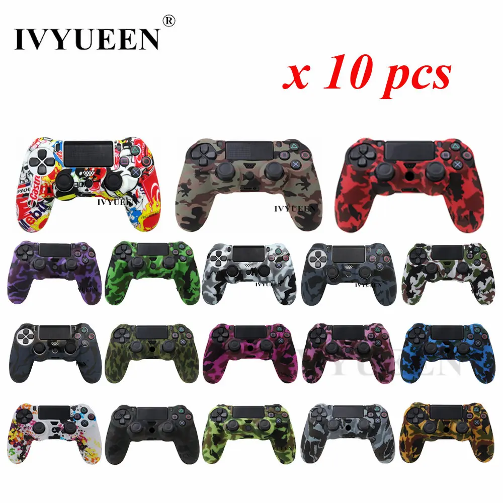

IVYUEEN 10 pcs / lot Silicone Case For Sony PlayStation Dualshock 4 PS4 Slim Pro Controller Protective Camo Skin Cover