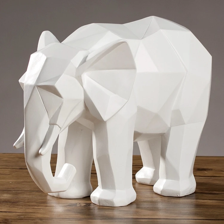 Modern Abstract Elephant Statue Resin Ornament Home Decoration Gifts Black  White Lucky Elephant Sculpture Animal Model Crafts