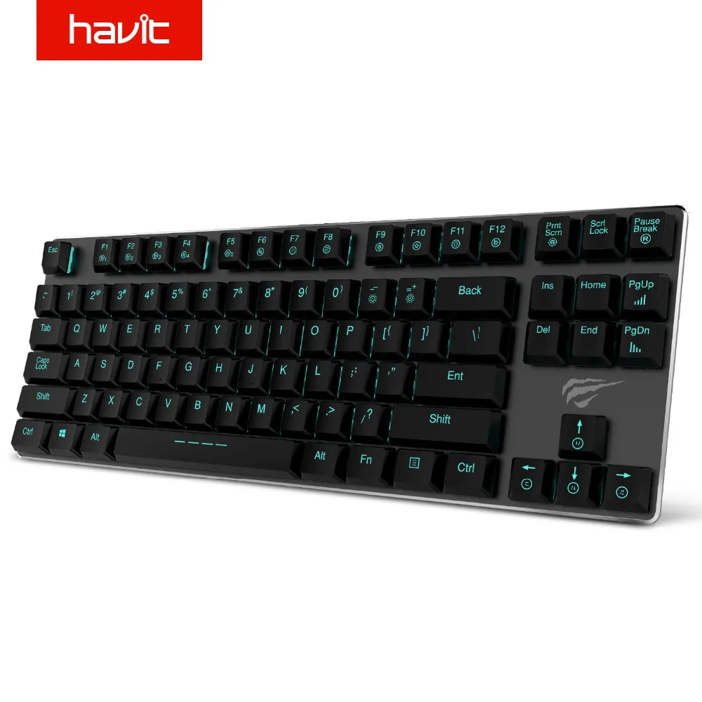  HAVIT Mechanical Keyboard 87 Keys Ultra Low Axis Metal Keyboard Wired USB Mini Gaming Keyboard Blue