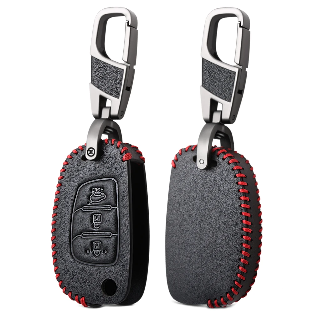 3 Button Leather Car Remote Flip Key Fob Shell Cover Case For Hyundai Creta I10 I20 Tucson Elantra Santa Fe 2016 2017 2018 2019