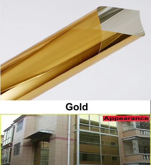 

Gold Waterproof Window Film One Way Mirror Silver Insulation Stickers UV Rejection Privacy Window Tint Films