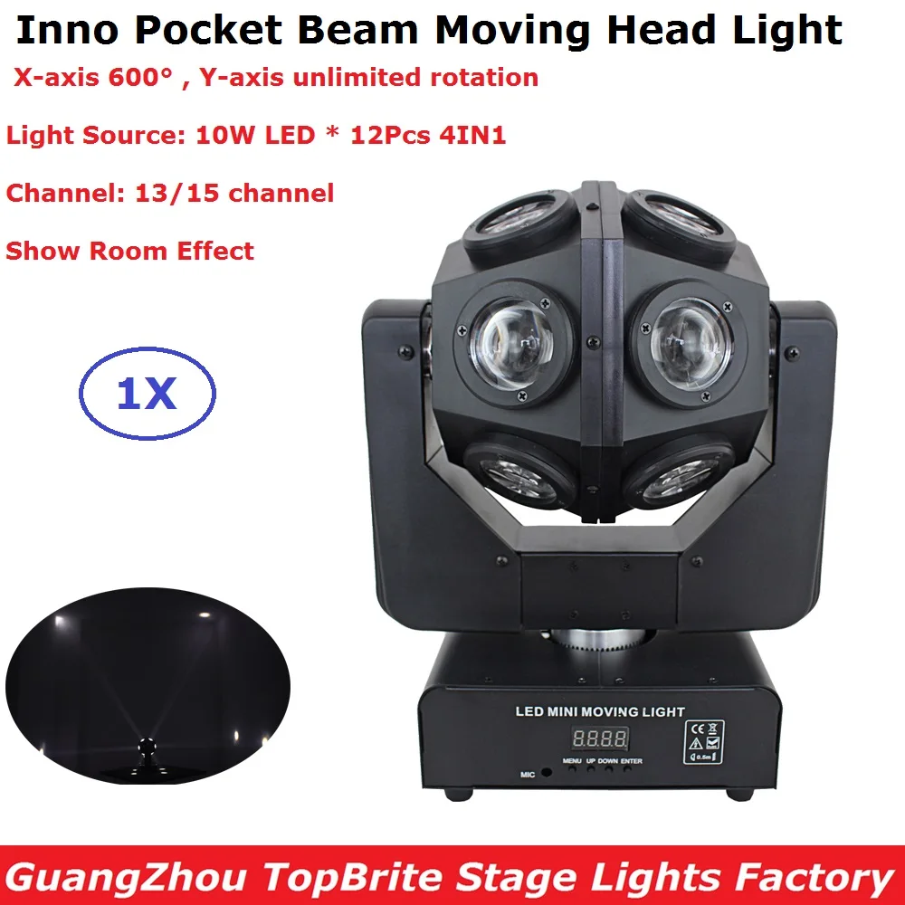 

Fast Shipping 1Pcs/Lot Inno Pocket Beam Moving Head Lights 12X10W RGBW 4IN1 LED Beam Lights 110-220V For Party Wedding Discos