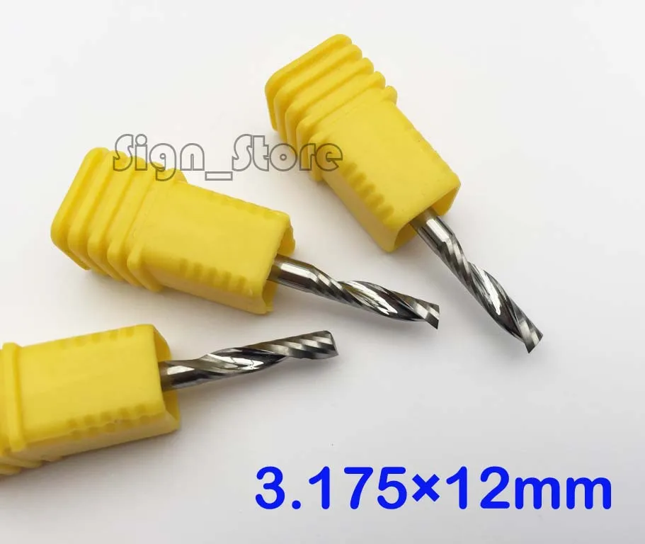 3pcs 3.175X12mm Carbide CNC Router Bits Single Flute Tools, Copper