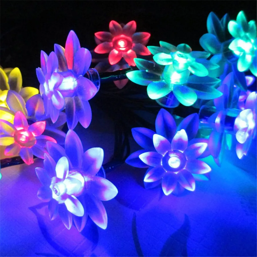 

Solar Garland Outdoor String Light 5M 20Led White/Warm White/RGB Lotus Flower String For Garden Party Decor 45