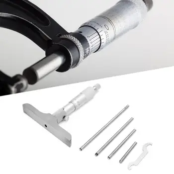 

High Precision Round Head Depth Micrometer Gauge Gage Measuring Tool + 5Pcs Connecting Rods