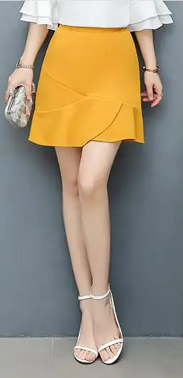 Jinsen Aite, новые женские шифоновые длинные юбки размера плюс 4XL, одноцветные юбки, летняя юбка-труба/юбка-русалка, Faldas Saia Feminina JS492 - Цвет: Цвет: желтый