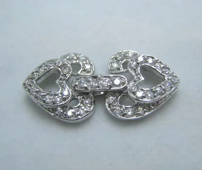 

Wholesale Quality diy gold plated pearl crystal necklace bracelet heart to heart buckle silver