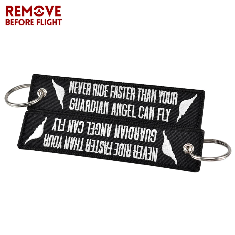 Key Chain Bijoux Keychain for Motorcycles Embroidery Key Fobs OEM Keychain Never Drive Faster Than Your Guardian Angel Can Fly (7)