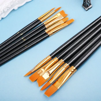 

12Pcs Pro Nylon Hair Watercolor Artist Paint Brush Sets Oil Painting Supplies