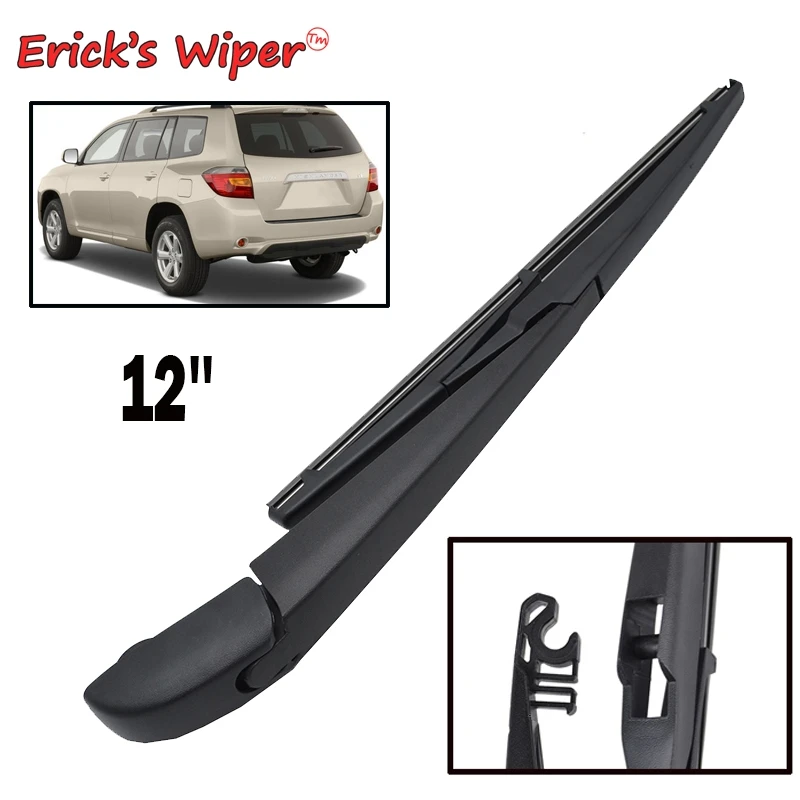 

Erick's Wiper 12" Rear Wiper Blade & Arm Set Kit For Toyota Highlander 2008 - 2016 2017 2018 Windshield Windscreen Rear Window