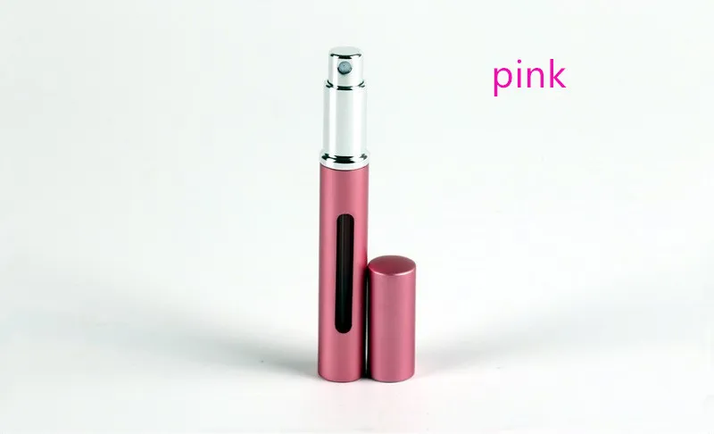 5 мл мини пустые алюминиевые многоразовые бутылки Портативные дорожные духи спрей косметические контейнеры с распылителем банки для макияжа 7 цветов - Цвет: Розовый