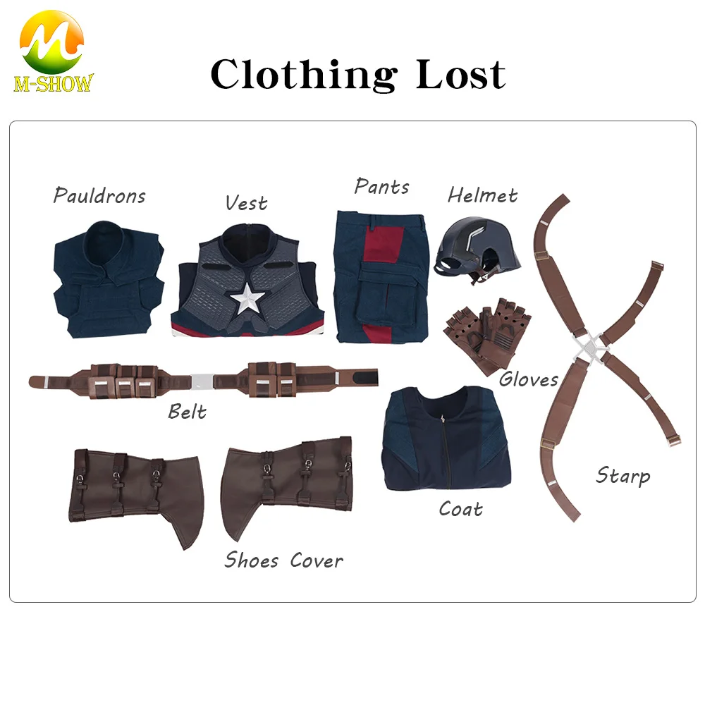 Avengers Endgame Captain America Cosplay Costume Steve Rogers Cosplay Full Set Christmas Carnival Halloween Party
