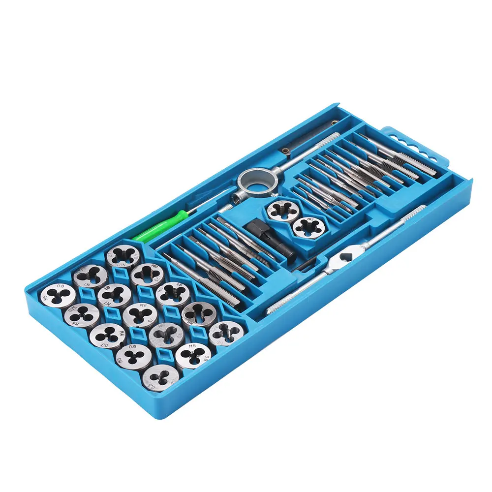

40 pcs Alloy Steel Tap & Die Set with Small Tap Twisted Hand Tools and 1/16-1/2 Inch NC Screw Thread Plugs Taps Hand Screw Taps
