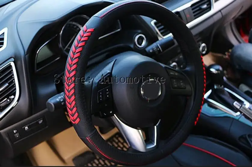 Синий красный подходит для MAZDA 3 AXELA BM 2013 седан хэтчбек крышка рулевого колеса перчатка из искусственной кожи для стайлинга автомобилей