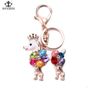 

10pcs/lot DIY Gold Key Chain Key Rings Fake Cute Owl Swan Rhinestone KeyChain Colorful Sheep Women Bag Charms Jewelry Keyrings