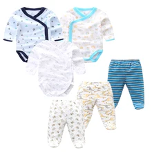 6 шт./лот, Одежда для новорожденных и малышей, весенне-осенние хлопковые комбинезоны для детей+ штанишки для малышей комплекты одежды для малышей