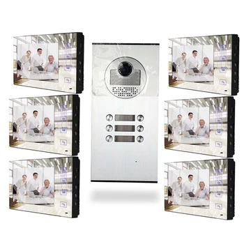 

Home Security Doorbell Mirror Panel 7" Hands-free Monitor Video Door Phone Intercom System Outdoor Camera for 6-Apartments