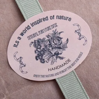 

60Pcs World inspired of Nature Handmade Cake Packaging Sealing Label Kraft Sticker Baking DIY Work Gift Box Oval Stickers M1121