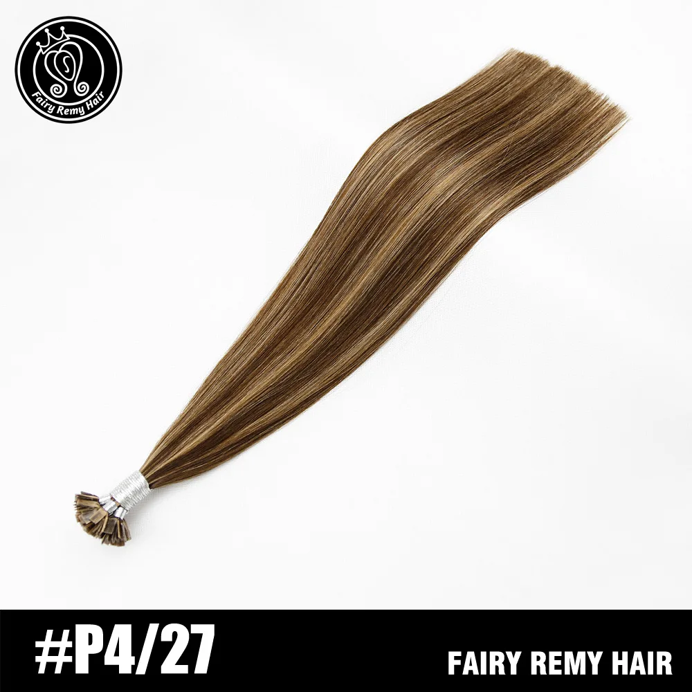 Сказочные волосы remy 0,8 г/локон 1" 18" 2" Remy человеческие предварительно скрепленные волосы с плоским наконечником для наращивания двойной нарисованные капсулы жидкий кератин волос 80 г - Цвет: P4/27