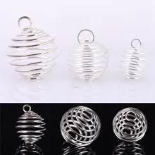 30 pces liga espiral talão gaiolas pingentes artesanato jóias fazendo descobertas prata-cor